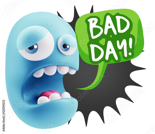 3d Illustration Sad Character Emoji Expression saying Bad Day wi