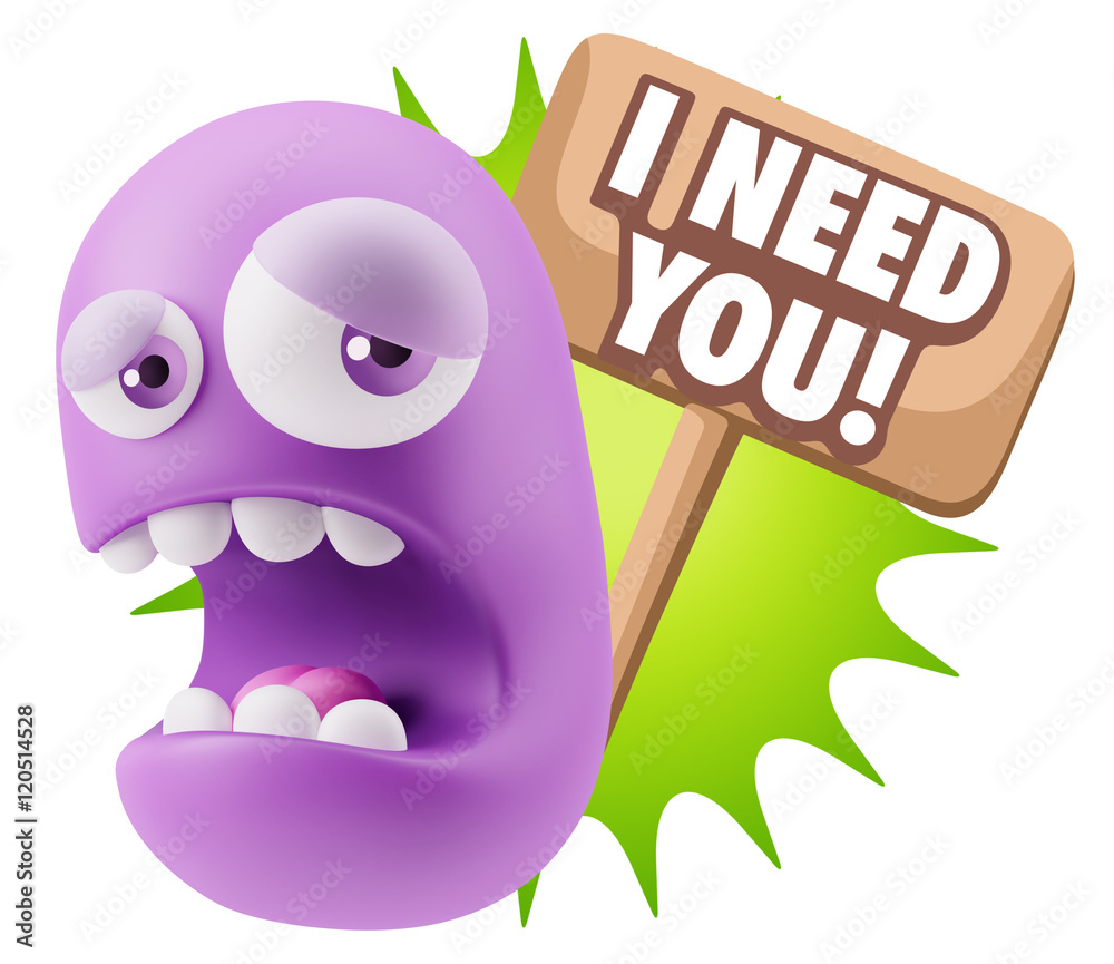 3d Illustration Sad Character Emoji Expression saying I Need you 3d Illustration Sad Character Emoji Expression saying I Need you