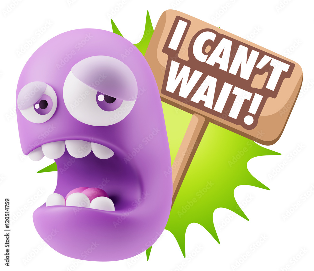 Obraz premium 3d Illustration Sad Character Emoji Expression saying I Can't Wa