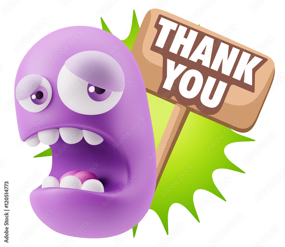 Obraz premium 3d Illustration Sad Character Emoji Expression saying Thank You