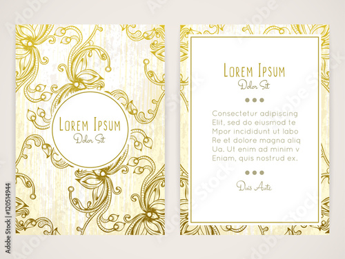 Cover design with hatched floral ornament. Retro style. Brochure, flyer, invitation or book cover. Size a4. Vector illustration, eps10.