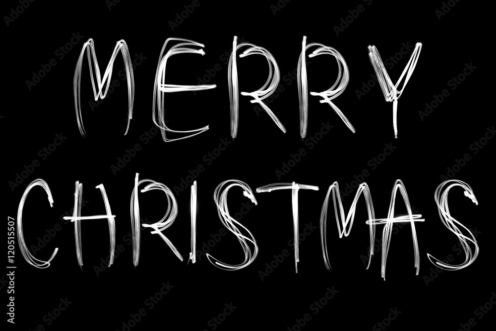 Merry Christmas on black background Stock Photo | Adobe Stock