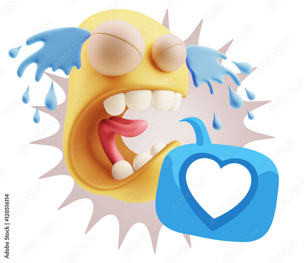 3d Illustration Sad Character Emoji Expression saying Heart Shap