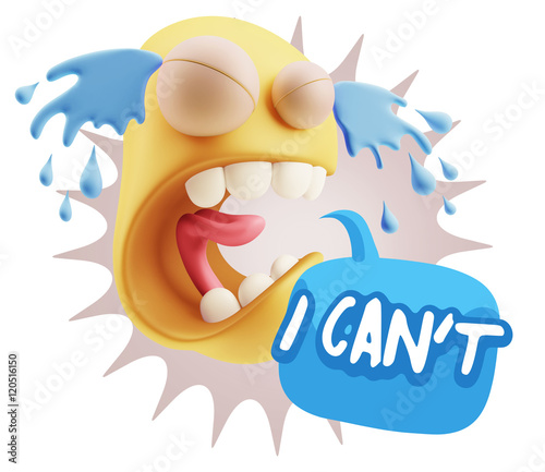 3d Illustration Sad Character Emoji Expression saying I Can t wi