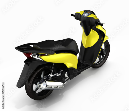 Trendy yellow scooter on white background 3d