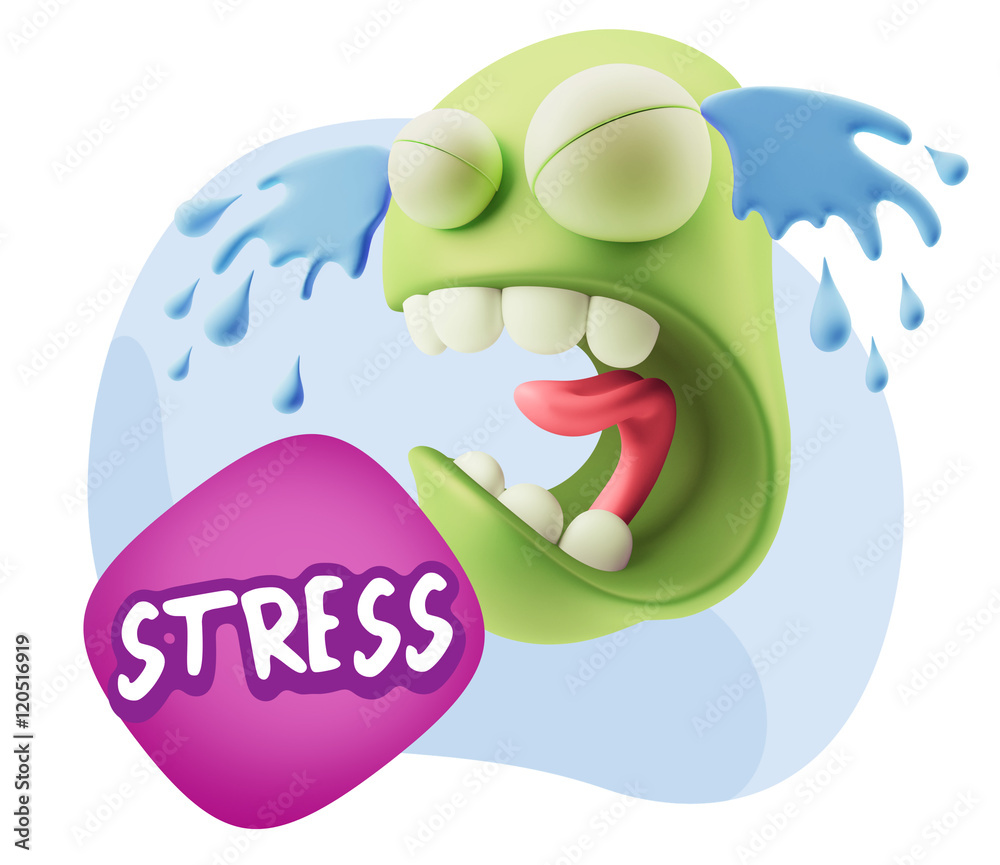 3d Illustration Sad Character Emoji Expression saying Stress wit 3d Illustration Sad Character Emoji Expression saying Stress wit