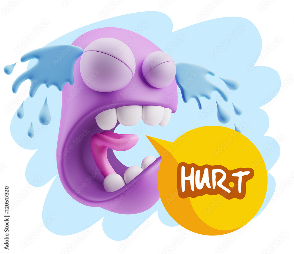 Naklejka premium 3d Illustration Sad Character Emoji Expression saying Hurt with