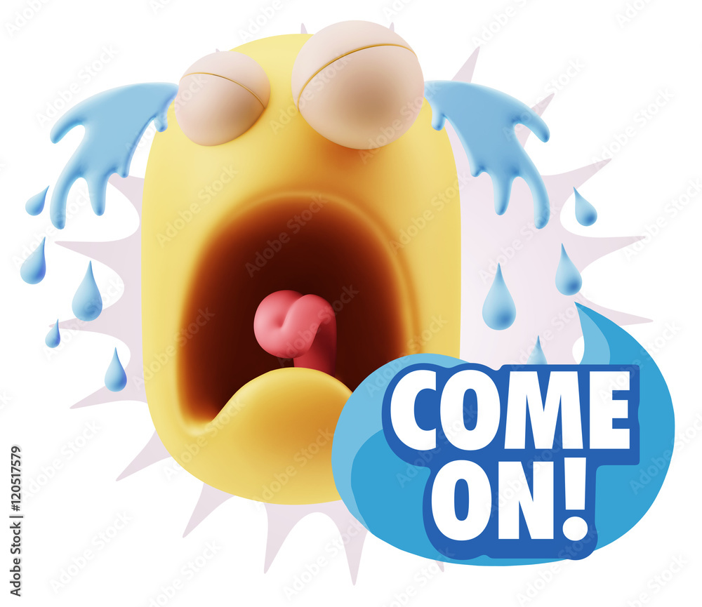 3d Illustration Sad Character Emoji Expression saying Come On wi 3d Illustration Sad Character Emoji Expression saying Come On wi