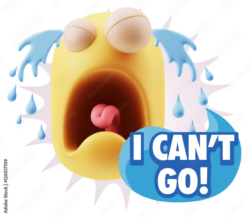 3d Illustration Sad Character Emoji Expression saying I Can't Go 3d Illustration Sad Character Emoji Expression saying I Can't Go