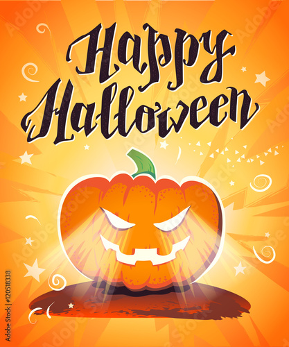Vector flat halloween card, advertisement, banner, poster, placard, party invitation, flayer design element.
