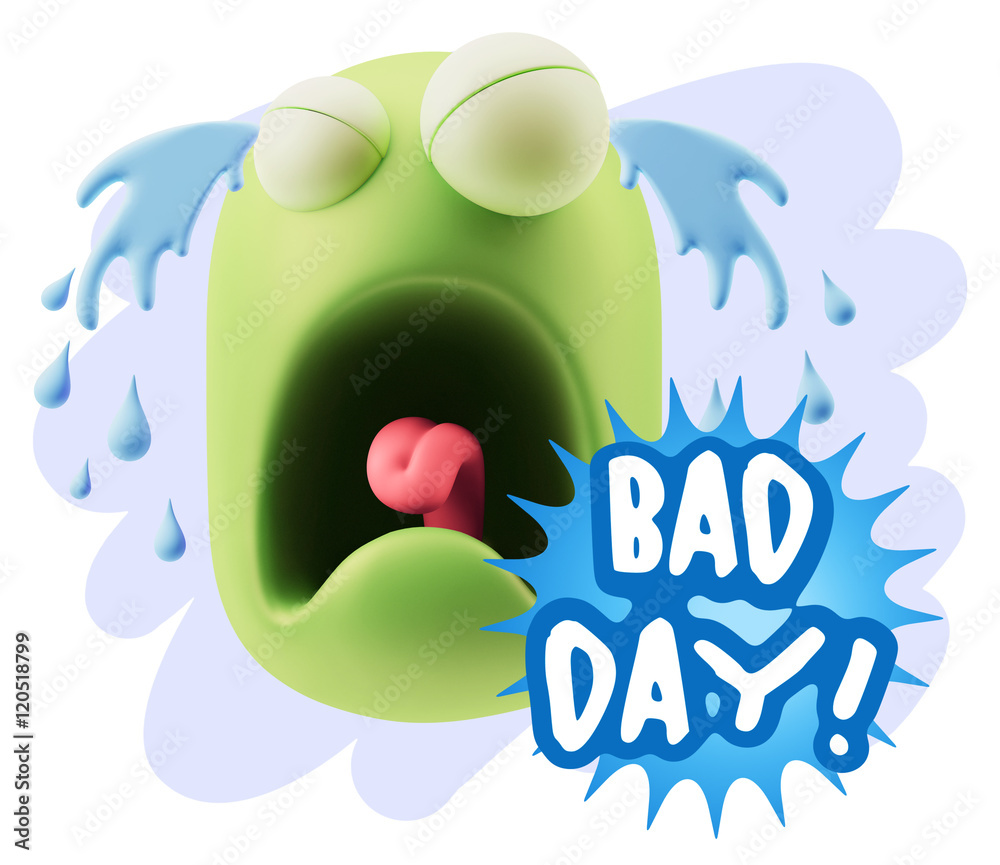 3d Illustration Sad Character Emoji Expression saying Bad Day wi 3d Illustration Sad Character Emoji Expression saying Bad Day wi
