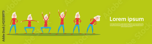 Senior Woman Sport Fitness Exercise Set Workout