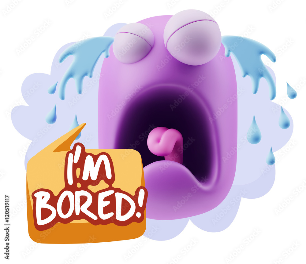 Fototapeta premium 3d Illustration Sad Character Emoji Expression saying I'm Bored
