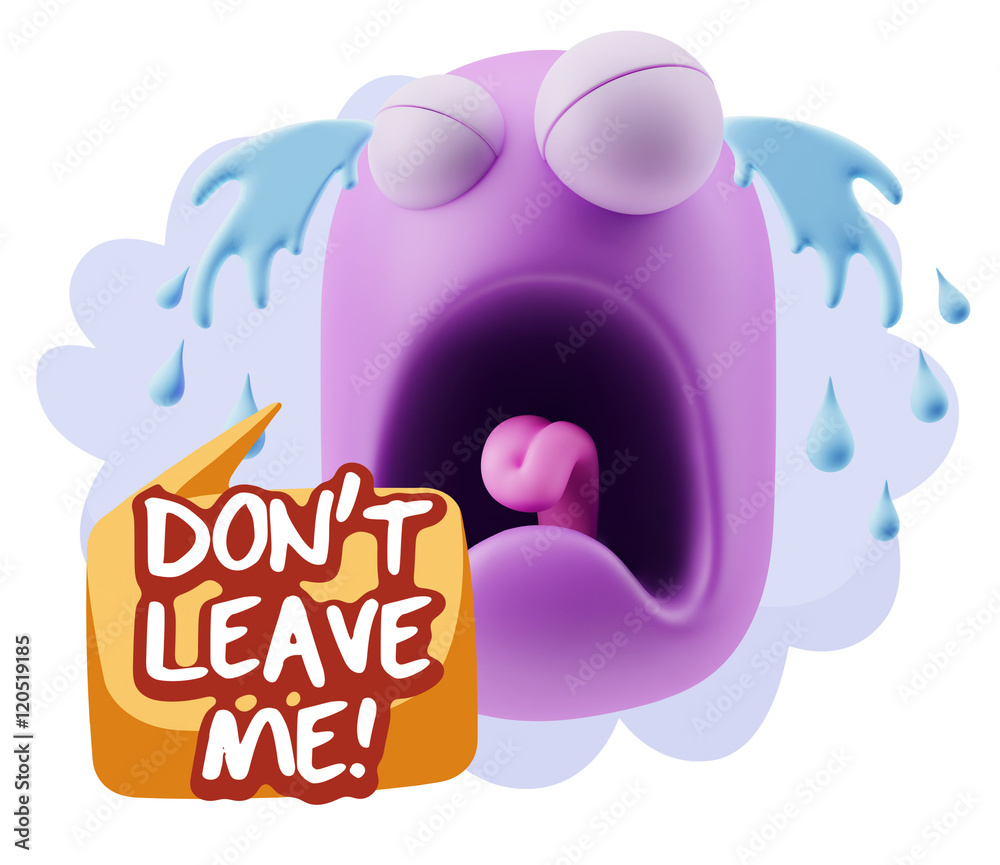 3d Illustration Sad Character Emoji Expression saying Don't Leav 3d Illustration Sad Character Emoji Expression saying Don't Leav