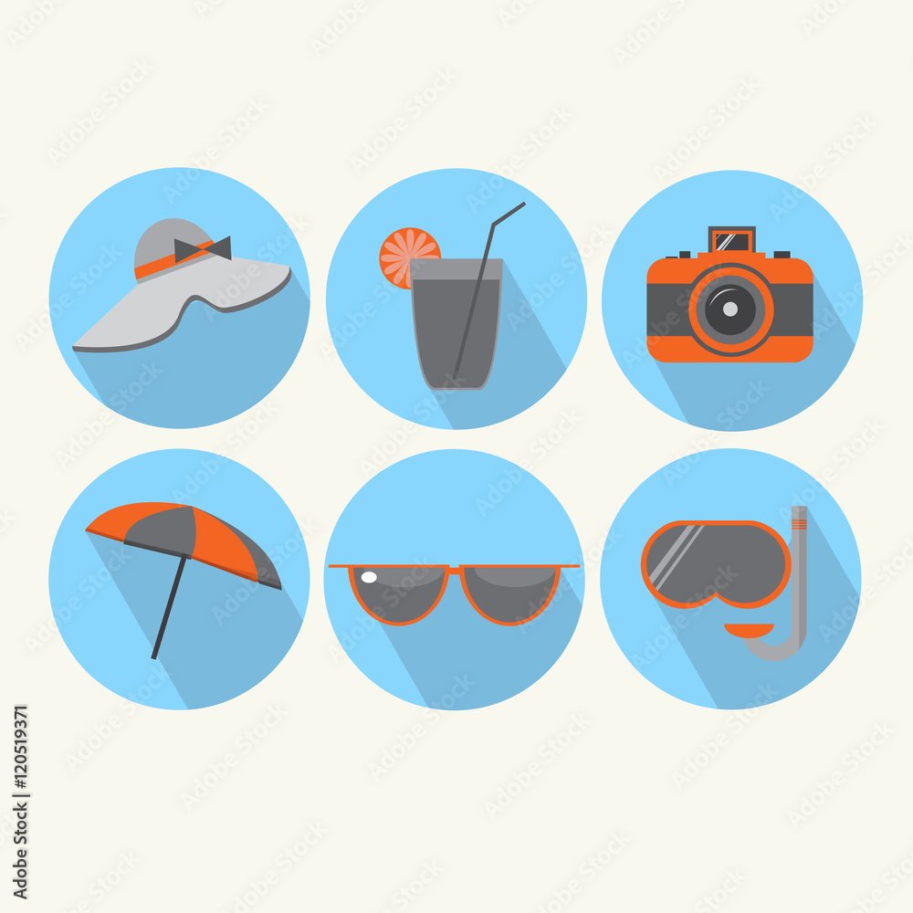 Summer Vacation Collection Holiday Tourism Icon Set