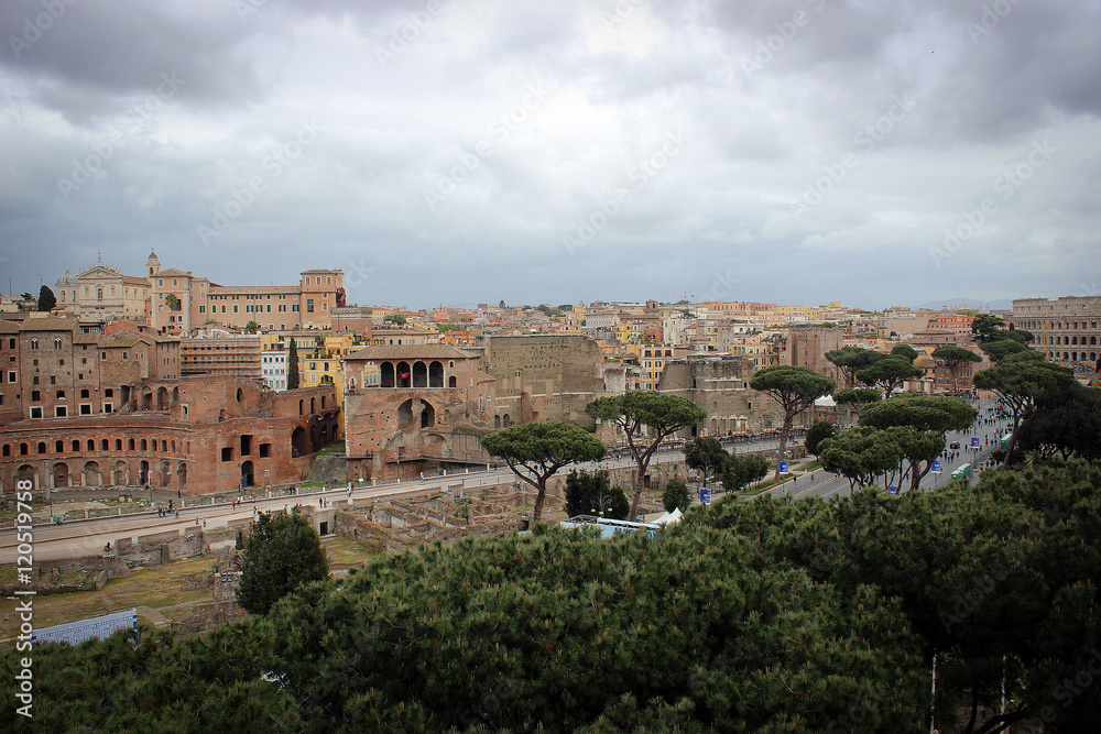 Panoramic view on Foro Romano, Rome, Italy
