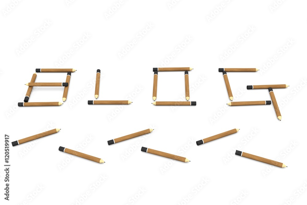 BLOG in the form of pencils on white background 3D illustration BLOG in the form of pencils on white background 3D illustration