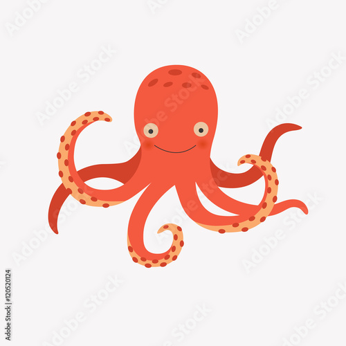 Illustration of cartoon octopus vector.