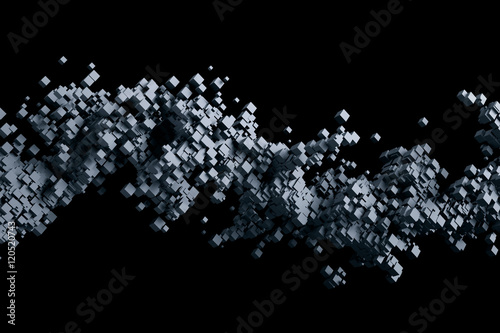 Fototapeta Naklejka Na Ścianę i Meble -  Abstract 3d rendering of chaotic particles. Flying cubes in empty space. Futuristic background.