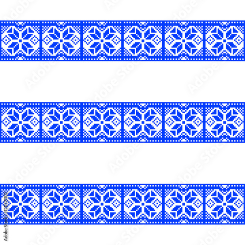Blue patterns on a white background.