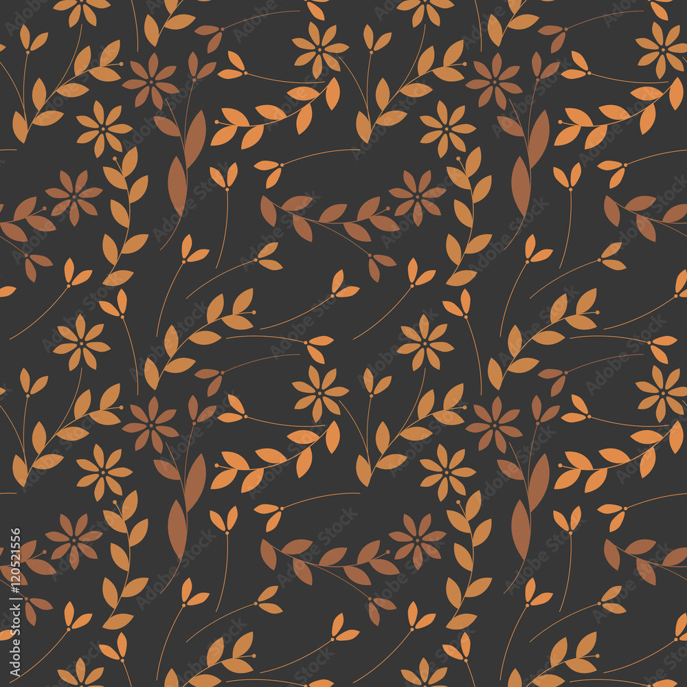 Naklejka premium Autumnal seamless pattern with plants, leaves and flowers