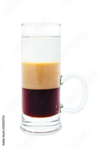 Layered Short Alcoholic Cocktail Isolated on White Background. Morning, Anabolic and Russian Flag.