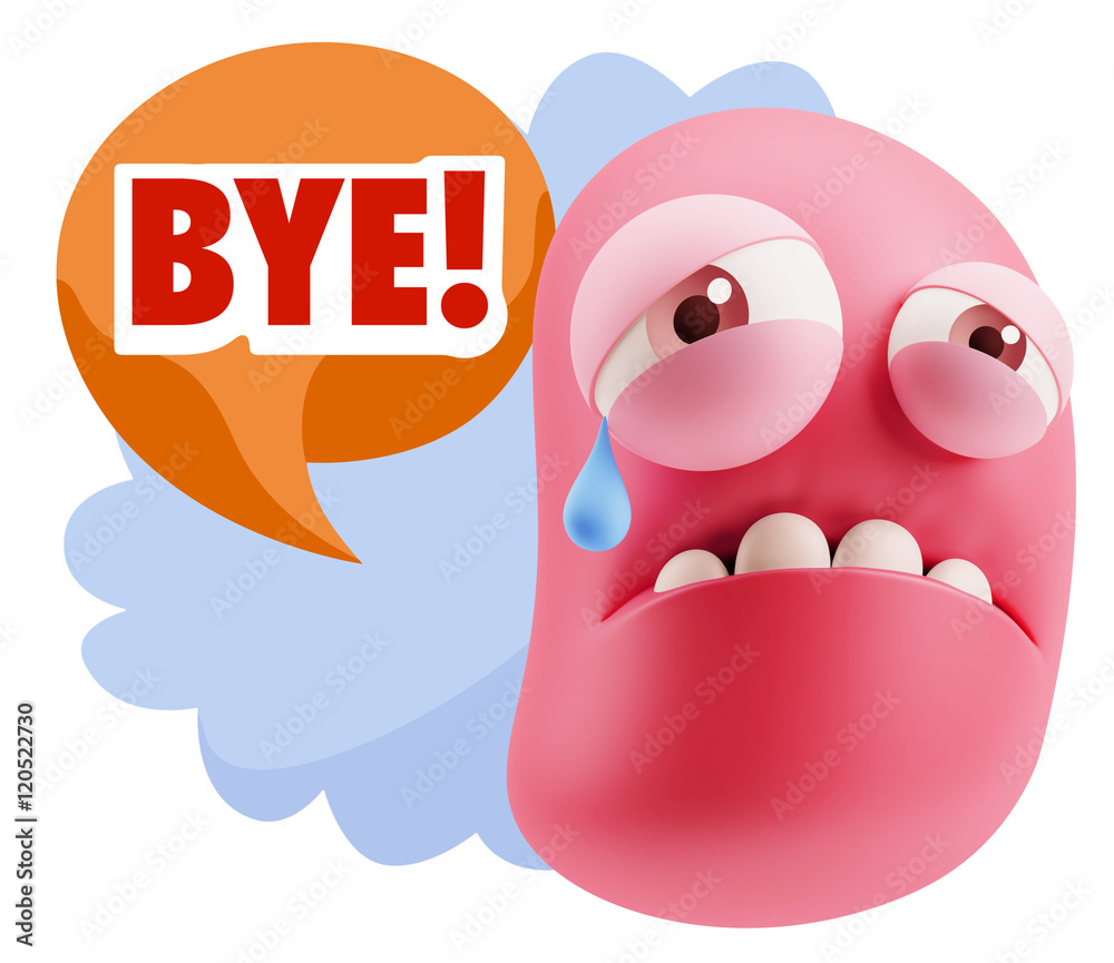 3d Illustration Sad Character Emoji Expression saying Bye with C 3d Illustration Sad Character Emoji Expression saying Bye with C