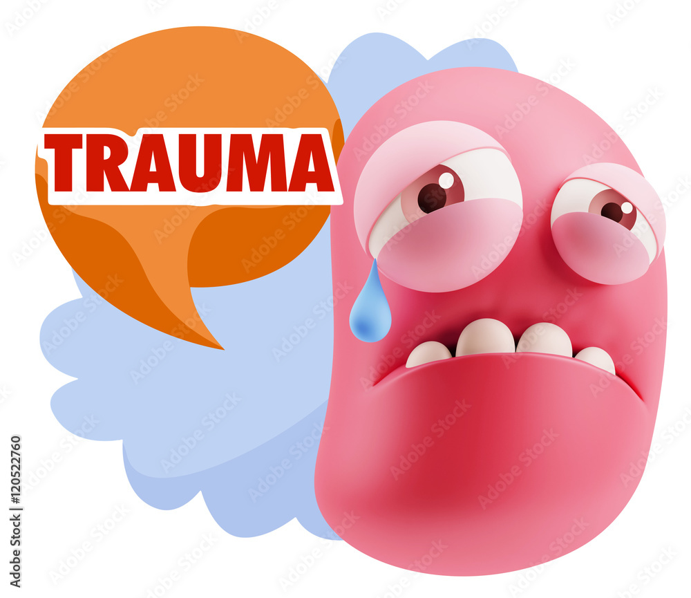 3d Illustration Sad Character Emoji Expression saying Trauma wit 3d Illustration Sad Character Emoji Expression saying Trauma wit