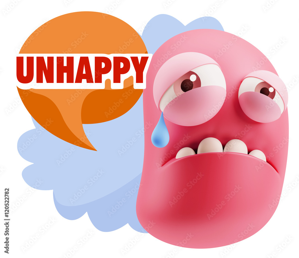 Obraz premium 3d Illustration Sad Character Emoji Expression saying Unhappy wi