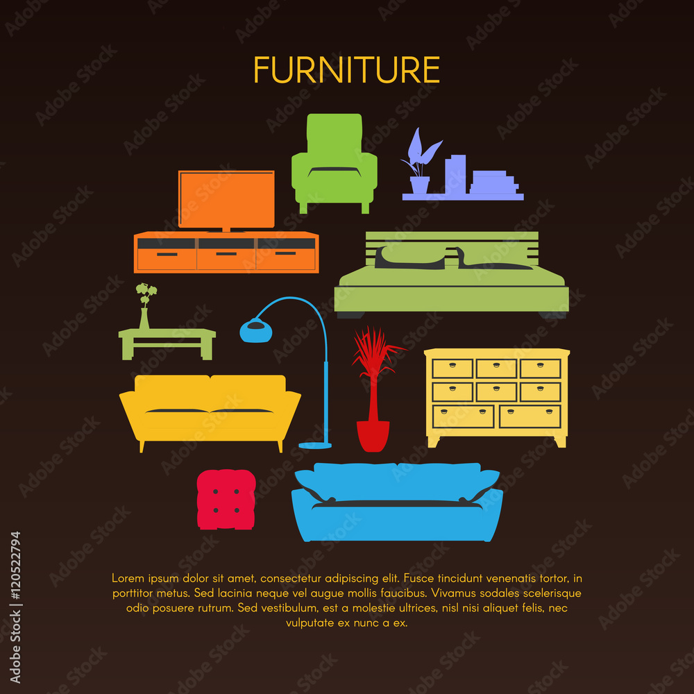 Colorful Furniture Round Composition Colorful Furniture Round Composition