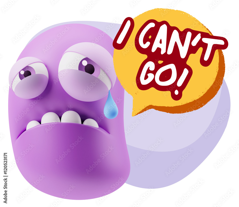 3d Illustration Sad Character Emoji Expression saying I Can't Go 3d Illustration Sad Character Emoji Expression saying I Can't Go