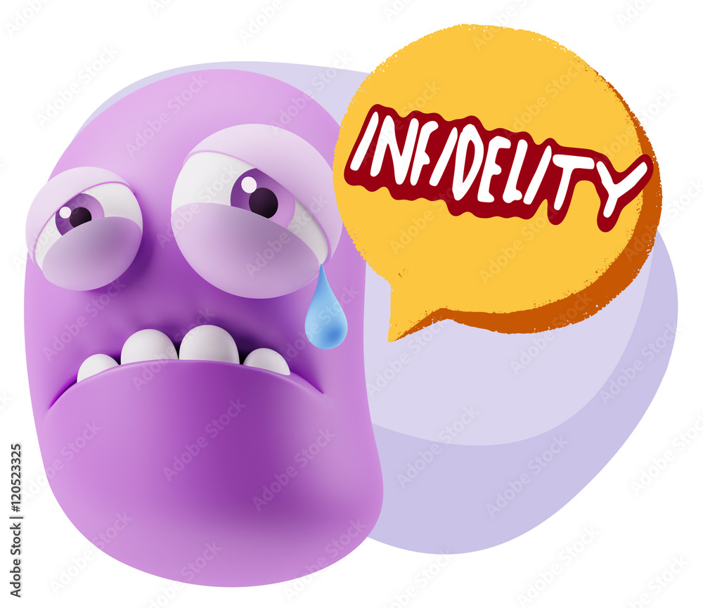 3d Illustration Sad Character Emoji Expression saying Infidelity 3d Illustration Sad Character Emoji Expression saying Infidelity
