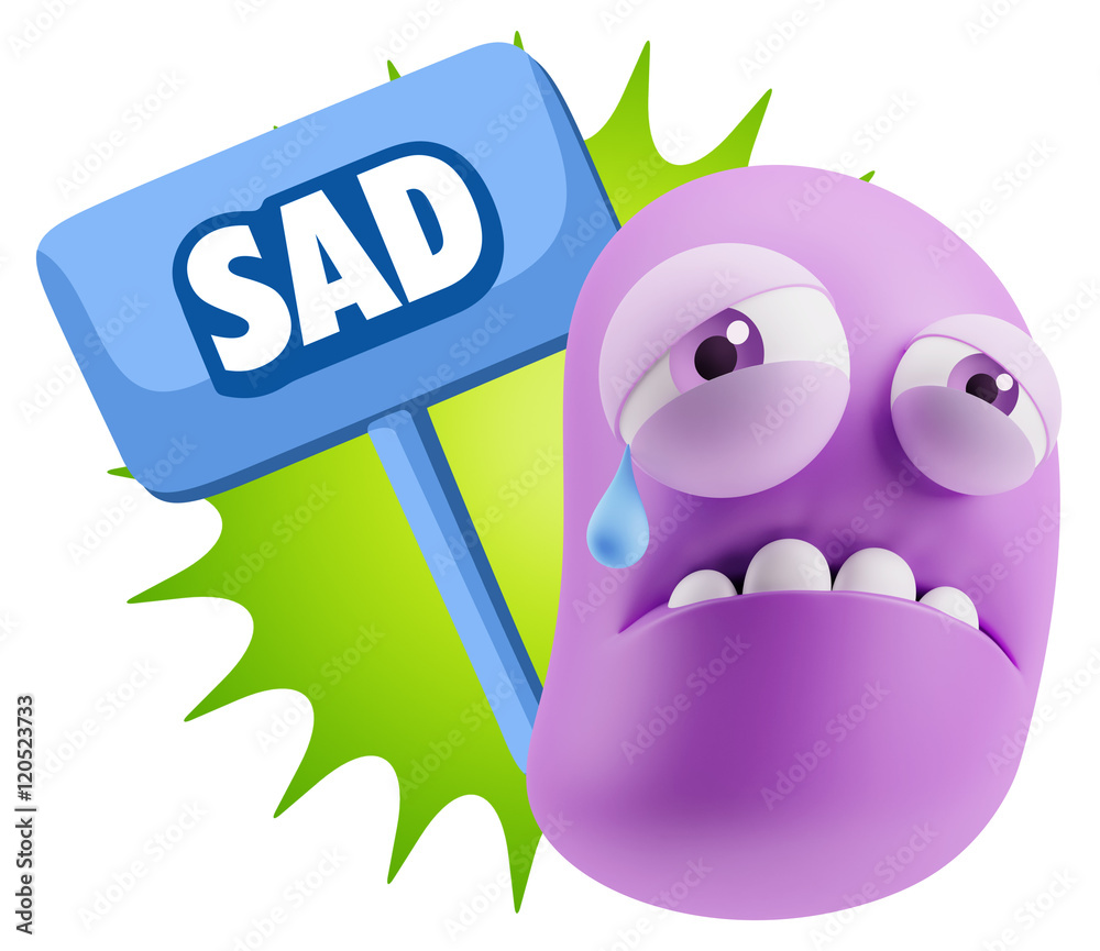 3d Illustration Sad Character Emoji Expression saying Sad with C 3d Illustration Sad Character Emoji Expression saying Sad with C
