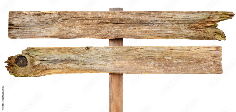 Fototapeta premium Drewniany znak na białym tle.