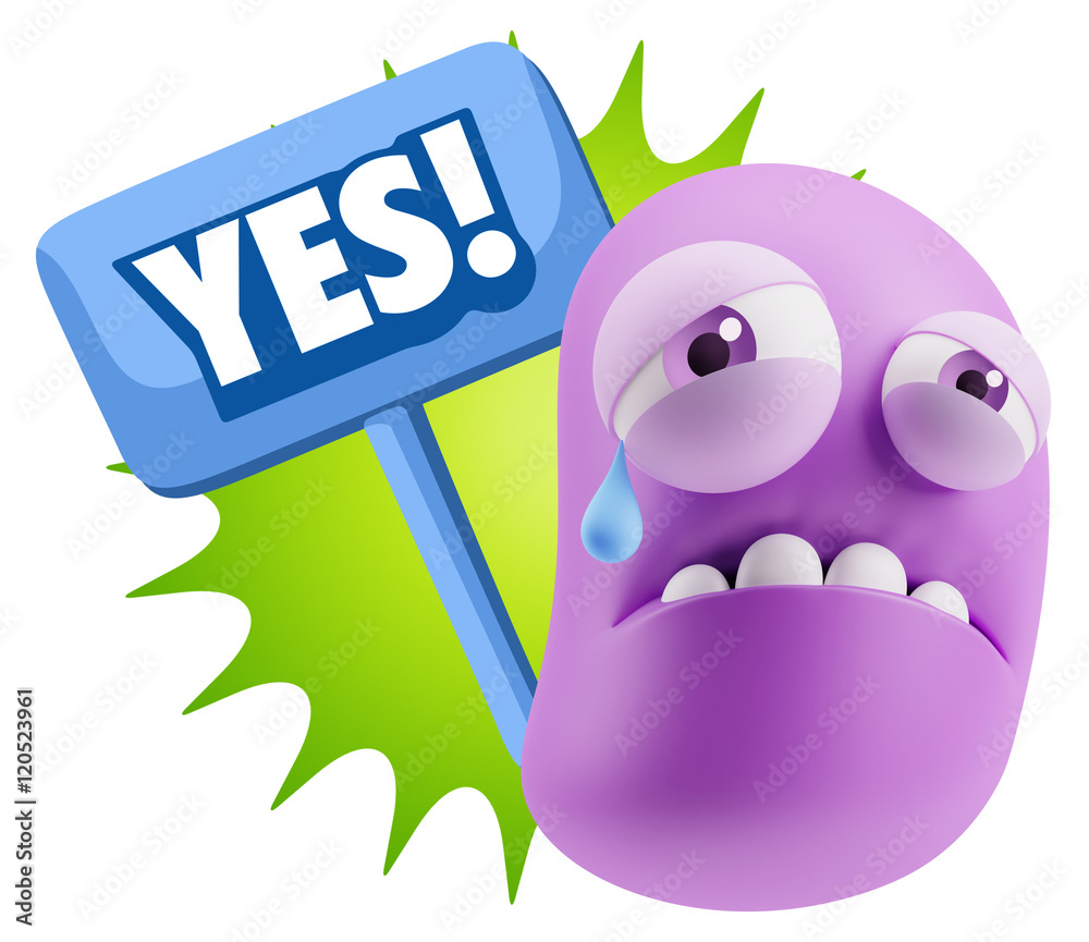 3d Illustration Sad Character Emoji Expression saying Yes with C 3d Illustration Sad Character Emoji Expression saying Yes with C