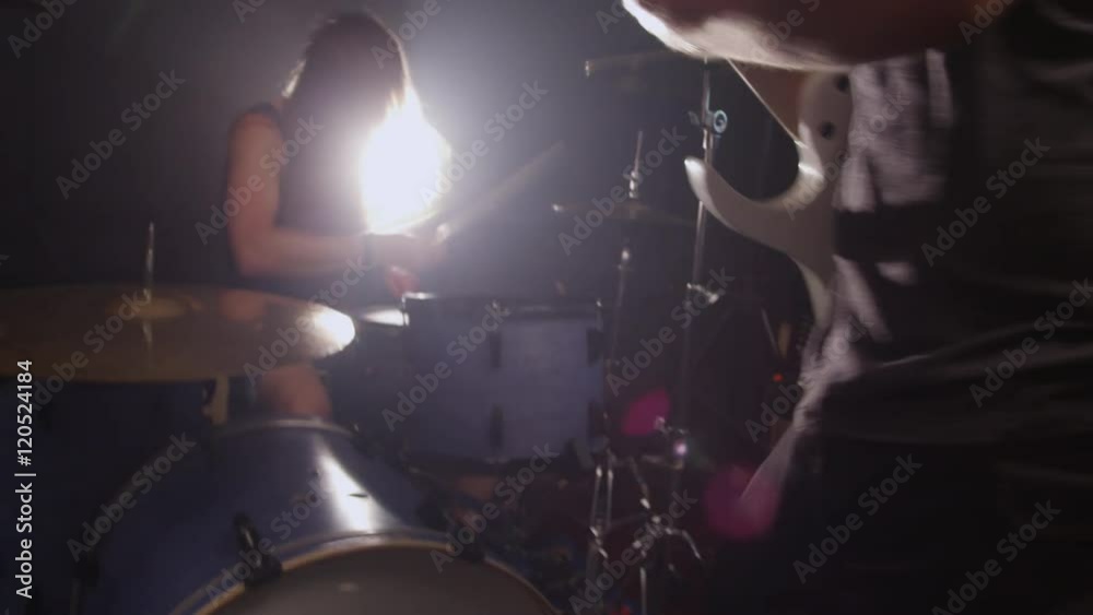 Guitar and Drums in heavy metal rock band