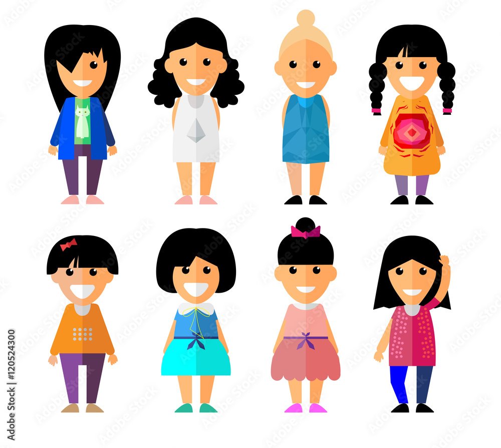 Cartoon vector flat people different characters