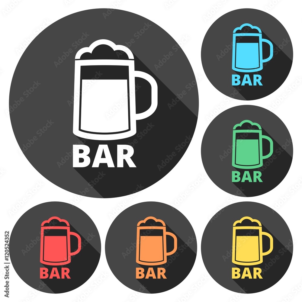 Bar or Pub sign icon, Set of beer icons Bar or Pub sign icon, Set of beer icons