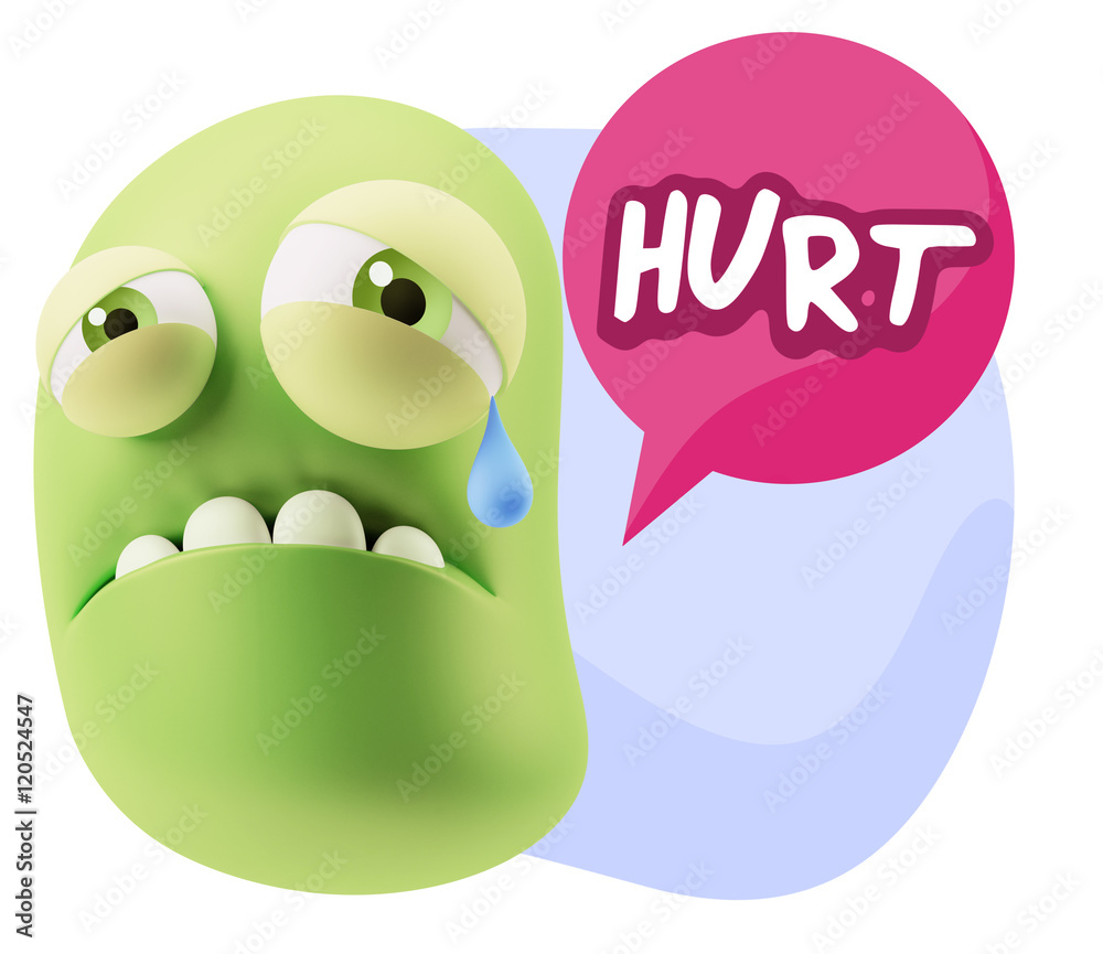 3d Illustration Sad Character Emoji Expression saying Hurt with 3d Illustration Sad Character Emoji Expression saying Hurt with