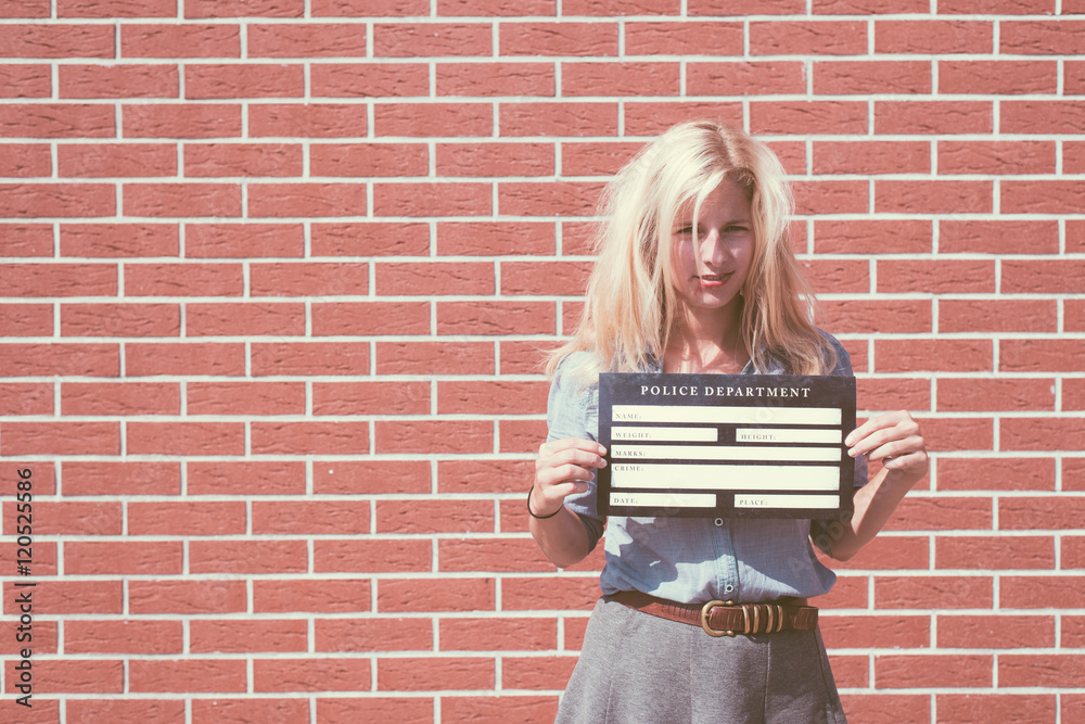 Mugshot of cute blonde woman Stock Photo | Adobe Stock