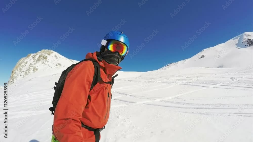 Snowboarding on a freeride, selfie stick view gimbal stabilized slow motion footage
Snowboarding on a freeride, selfie stick view gimbal stabilized slow motion footage