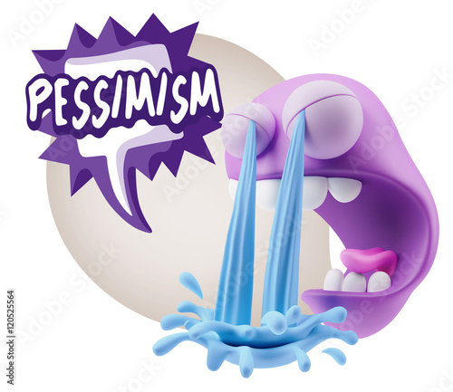 3d Illustration Sad Character Emoji Expression saying Pessimisti photo