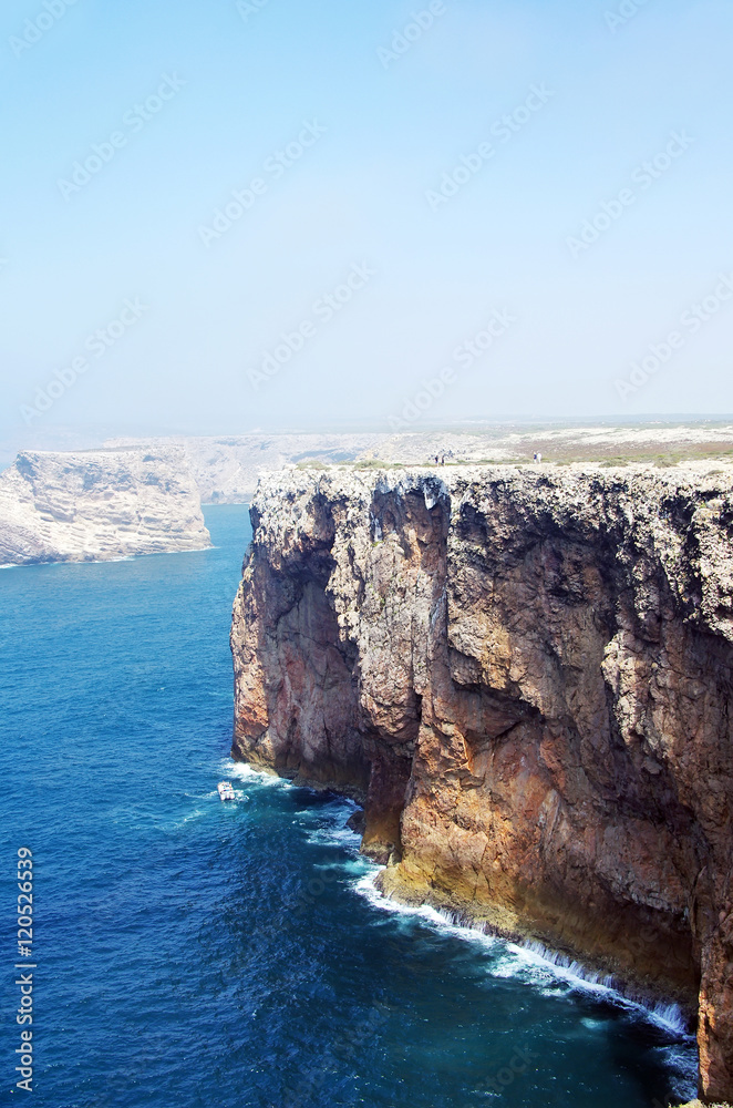 Seascape with cliffs of Cabo de S. Vicente, Algarve, Portugal