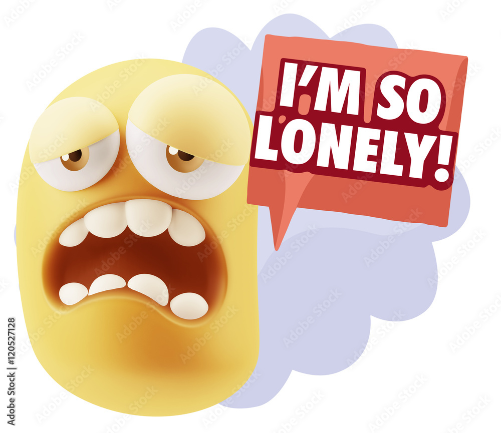Obraz premium 3d Illustration Sad Character Emoji Expression saying I'm so Lon
