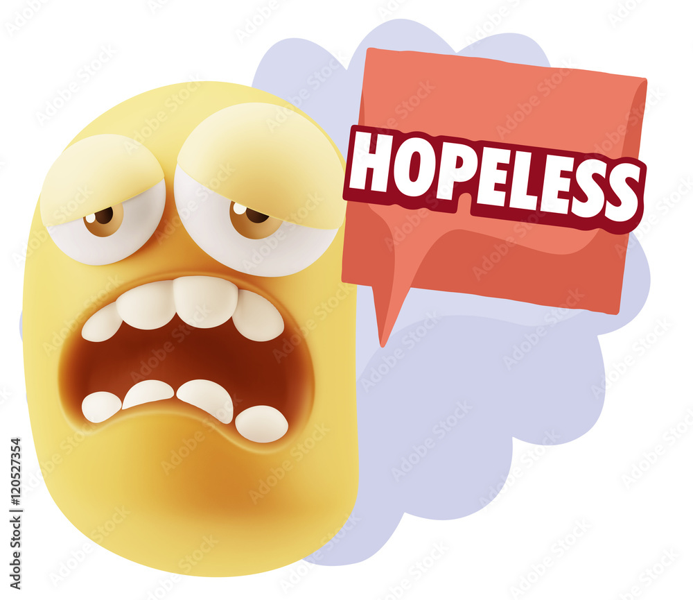 Obraz premium 3d Illustration Sad Character Emoji Expression saying Hopeless w