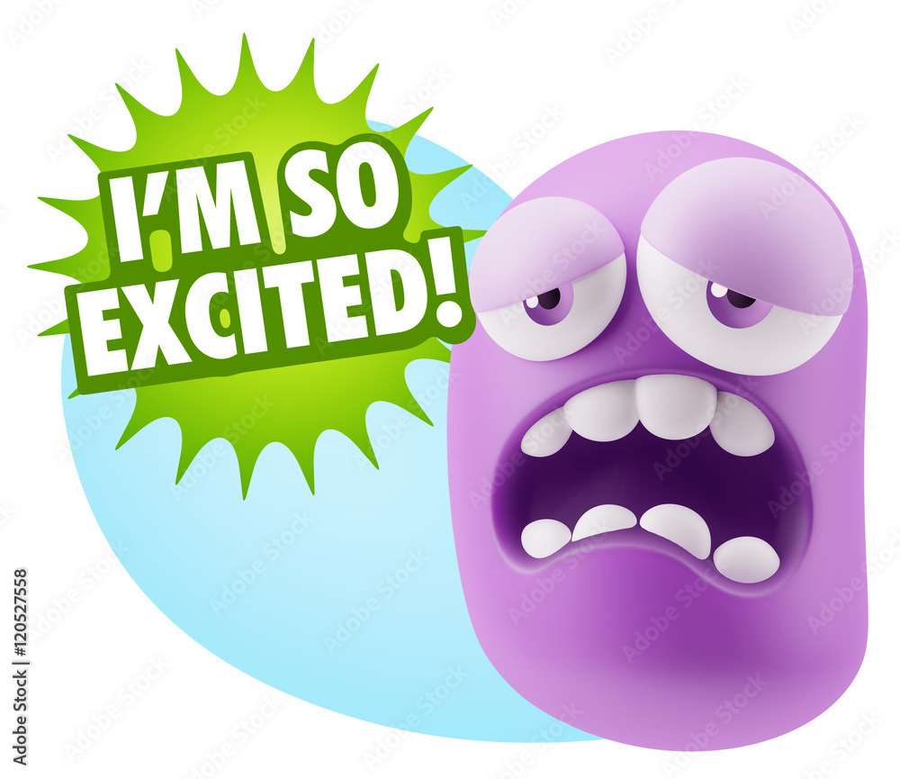 3d Rendering Sad Character Emoticon Expression saying I'm so Exc 3d Rendering Sad Character Emoticon Expression saying I'm so Exc
