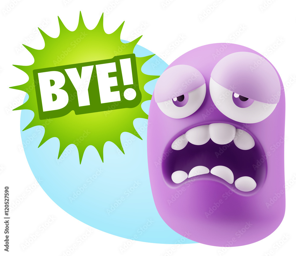 3d Rendering Sad Character Emoticon Expression saying Bye with C 3d Rendering Sad Character Emoticon Expression saying Bye with C