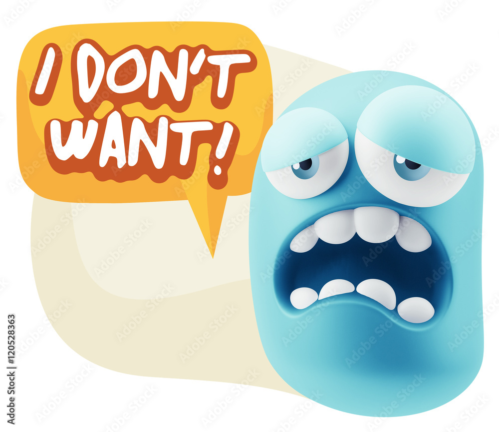3d Rendering Sad Character Emoticon Expression saying I Don't Wa 3d Rendering Sad Character Emoticon Expression saying I Don't Wa