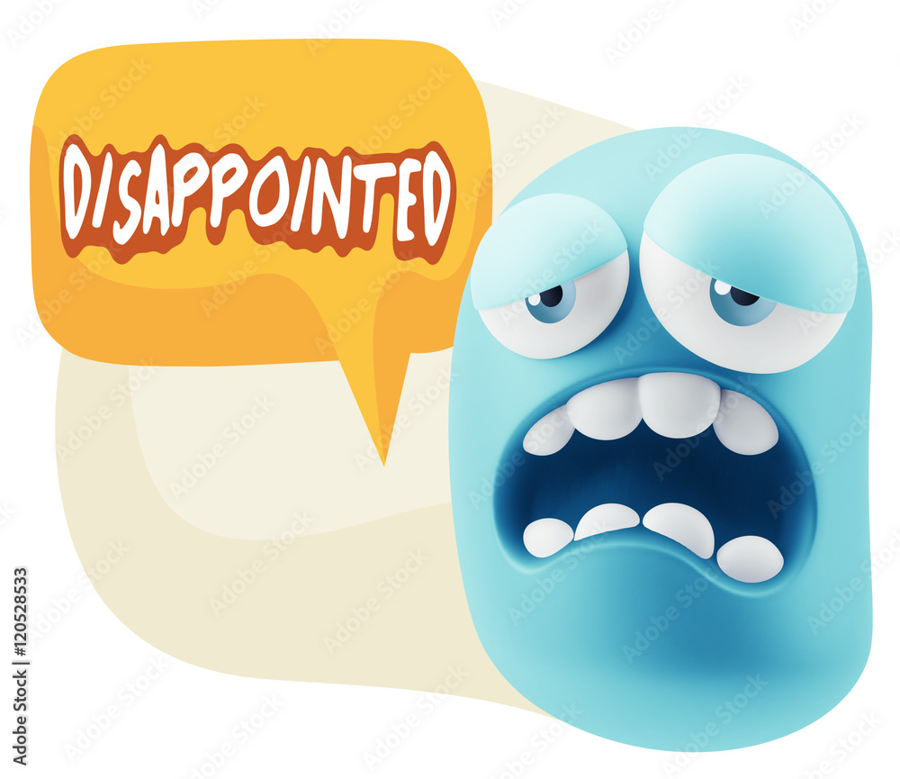 Obraz premium 3d Rendering Sad Character Emoticon Expression saying Disappoint