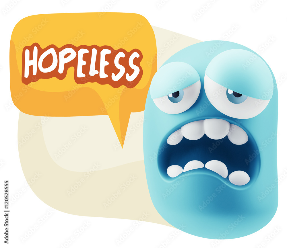 Obraz premium 3d Rendering Sad Character Emoticon Expression saying Hopeless w